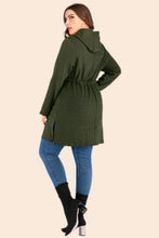 Load image into Gallery viewer, Plus Size Drawstring Waist Hooded Cardigan with Pockets Ti Amo I love you
