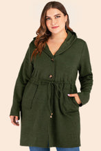 Load image into Gallery viewer, Plus Size Drawstring Waist Hooded Cardigan with Pockets Ti Amo I love you
