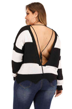 Load image into Gallery viewer, Plus Size Drop Shoulder Color Block Sweater Ti Amo I love you
