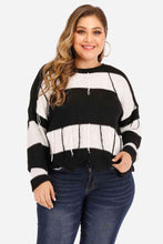 Load image into Gallery viewer, Plus Size Drop Shoulder Color Block Sweater Ti Amo I love you
