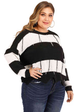 Load image into Gallery viewer, Plus Size Drop Shoulder Color Block Sweater Ti Amo I love you
