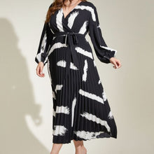 Load image into Gallery viewer, Plus Size Elegant V neck Pleated Women Dress Ti Amo I love you
