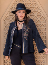 Load image into Gallery viewer, Plus Size Embroidered Open Front Jacket Ti Amo I love you
