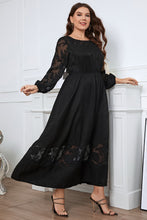 Load image into Gallery viewer, Plus Size Embroidery Round Neck Long Sleeve Maxi Dress - Sizes 1XL-4xl Ti Amo I love you
