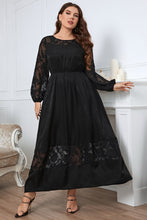 Load image into Gallery viewer, Plus Size Embroidery Round Neck Long Sleeve Maxi Dress - Sizes 1XL-4xl Ti Amo I love you
