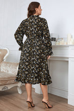 Load image into Gallery viewer, Plus Size Floral Flounce Sleeve Midi Dress - Sizes 1X-4XL Ti Amo I love you
