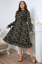 Load image into Gallery viewer, Plus Size Floral Flounce Sleeve Midi Dress - Sizes 1X-4XL Ti Amo I love you
