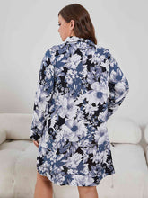 Load image into Gallery viewer, Plus Size Floral Lapel Collar Long Sleeve Night Dress Ti Amo I love you
