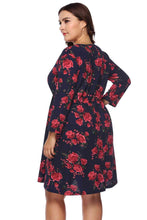 Load image into Gallery viewer, Plus Size Floral Print Half Zip Up Dress Ti Amo I love you
