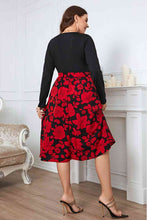 Load image into Gallery viewer, Plus Size Floral Surplice Neck Long Sleeve Dress Ti Amo I love you
