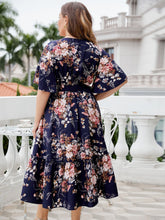 Load image into Gallery viewer, Plus Size Floral Surplice Neck Midi Dress - Sizes 1XL-3XL Ti Amo I love you
