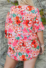 Load image into Gallery viewer, Plus Size Floral V-Neck Half Sleeve Shirt - Sizes 1X-3X Ti Amo I love you
