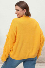 Load image into Gallery viewer, Plus Size Fringe V-Neck Long Sleeve Sweater Ti Amo I love you
