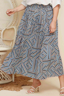 Plus Size Geometric Pleated Skirt Ti Amo I love you