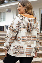 Load image into Gallery viewer, Plus Size Geometric Print Kangaroo Pockets Hoodie Ti Amo I love you
