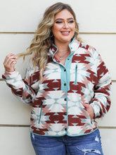 Load image into Gallery viewer, Plus Size Geometric Snap Down Long Sleeve Jacket Ti Amo I love you
