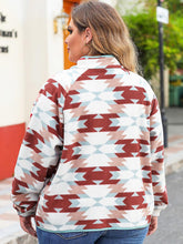 Load image into Gallery viewer, Plus Size Geometric Snap Down Long Sleeve Jacket Ti Amo I love you
