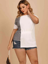 Load image into Gallery viewer, Plus Size Gingham Color Block Asymmetrical T-Shirt Ti Amo I love you
