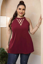 Load image into Gallery viewer, Plus Size Halter Neck Cutout Sleeveless Dress Ti Amo I love you
