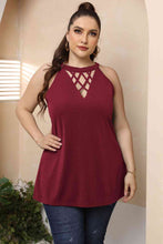 Load image into Gallery viewer, Plus Size Halter Neck Cutout Sleeveless Dress Ti Amo I love you
