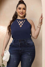 Load image into Gallery viewer, Plus Size Halter Neck Cutout Sleeveless Dress Ti Amo I love you
