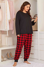 Load image into Gallery viewer, Plus Size Heart Graphic Top and Plaid Joggers Lounge Set Ti Amo I love you
