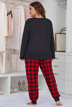 Load image into Gallery viewer, Plus Size Heart Graphic Top and Plaid Joggers Lounge Set Ti Amo I love you
