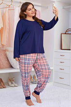 Load image into Gallery viewer, Plus Size Heart Graphic Top and Plaid Joggers Lounge Set Ti Amo I love you
