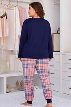 Load image into Gallery viewer, Plus Size Heart Graphic Top and Plaid Joggers Lounge Set Ti Amo I love you
