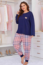 Load image into Gallery viewer, Plus Size Heart Graphic Top and Plaid Joggers Lounge Set Ti Amo I love you
