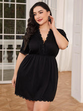 Load image into Gallery viewer, Plus Size Lace Trim Deep V Night Dress Ti Amo I love you
