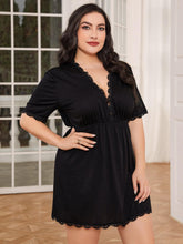 Load image into Gallery viewer, Plus Size Lace Trim Deep V Night Dress Ti Amo I love you
