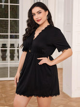 Load image into Gallery viewer, Plus Size Lace Trim Deep V Night Dress Ti Amo I love you
