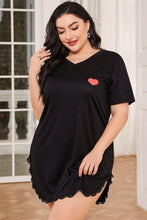 Load image into Gallery viewer, Plus Size Lace Trim V-Neck Short Sleeve Night Dress Ti Amo I love you
