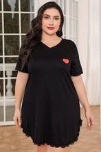 Load image into Gallery viewer, Plus Size Lace Trim V-Neck Short Sleeve Night Dress Ti Amo I love you
