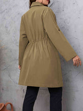 Load image into Gallery viewer, Plus Size Lapel Collar Drawstring Roll-Tab Sleeve Trench Coat Ti Amo I love you
