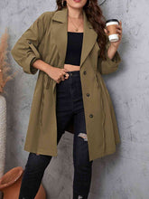 Load image into Gallery viewer, Plus Size Lapel Collar Drawstring Roll-Tab Sleeve Trench Coat Ti Amo I love you
