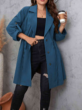 Load image into Gallery viewer, Plus Size Lapel Collar Drawstring Roll-Tab Sleeve Trench Coat Ti Amo I love you
