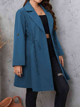 Load image into Gallery viewer, Plus Size Lapel Collar Drawstring Roll-Tab Sleeve Trench Coat Ti Amo I love you
