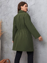 Load image into Gallery viewer, Plus Size Lapel Collar Roll-Tab Sleeve Trench Coat - Sizes1XL-4XL Ti Amo I love you
