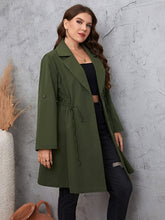 Load image into Gallery viewer, Plus Size Lapel Collar Roll-Tab Sleeve Trench Coat - Sizes1XL-4XL Ti Amo I love you
