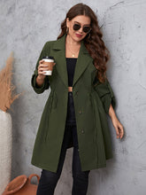 Load image into Gallery viewer, Plus Size Lapel Collar Roll-Tab Sleeve Trench Coat - Sizes1XL-4XL Ti Amo I love you
