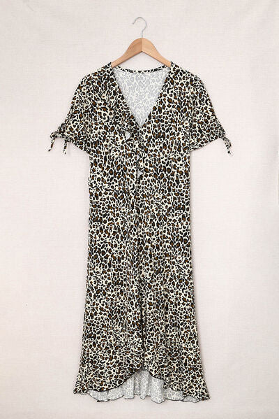 Plus Size Leopard Print Ruffled Midi Dress Ti Amo I love you
