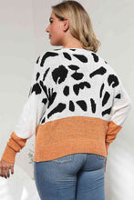 Load image into Gallery viewer, Plus Size Leopard Round Neck Long Sleeve Sweater Ti Amo I love you
