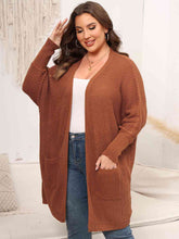 Load image into Gallery viewer, Plus Size Open Front Cardigan With Pockets Ti Amo I love you
