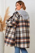 Load image into Gallery viewer, Plus Size Plaid Drop Shoulder Hooded Coat - Sizes 1XL-4XL Ti Amo I love you
