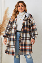 Load image into Gallery viewer, Plus Size Plaid Drop Shoulder Hooded Coat - Sizes 1XL-4XL Ti Amo I love you
