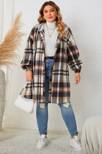 Load image into Gallery viewer, Plus Size Plaid Drop Shoulder Hooded Coat - Sizes 1XL-4XL Ti Amo I love you
