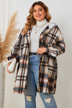 Load image into Gallery viewer, Plus Size Plaid Drop Shoulder Hooded Coat - Sizes 1XL-4XL Ti Amo I love you
