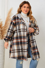 Load image into Gallery viewer, Plus Size Plaid Drop Shoulder Hooded Coat - Sizes 1XL-4XL Ti Amo I love you
